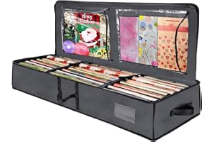 AITSITE Christmas Wrapping Paper Storage Bag, 41" Gift Wrap Storage Large Capacity Fits 24 Rolls, Made of 600D Oxford Fabric Christmas Decorations Festive Organiser for Closet Under Bed Home Storage