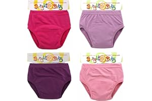 Bright Bots Potty Training Pants with Absorbent and Water Resistant Layer. Bright Pull On Washable Cotton Pants for Toddlers 4 Pack