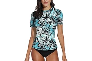 BesserBay Maillot de bain à manches courtes pour femme Protection solaire UPF 50+