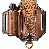 TOURBON Custodia Pieghevole In Pelle Per Coltello - Fodero Da Cintura EDC Marrone - Foto 2