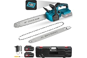 WIWOLER Motosierra Bateria 16 Pulgadas, Motosierra Eléctrica con 2 x 4.0Ah Baterías, Motor sin Escobillas, Compartimento de Batería Doble, Iubricación Automática, Tensado de Cadena sin Herramientas