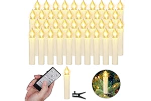 ‎ZIYOUDOLI ZIYOUDOLI 40er LED Weihnachtskerzen Christbaumkerzen Weihnachtsbaumkerzen Kabellose Lichterkette Kerzen mit Timer Flackernde Dimmbar für Weihnachten Halloween Dekoration Lichterkette ohne kabel
