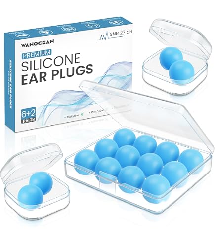 6 Paia Tappi Per Orecchie In Silicone Morbido Riutilizzabili, Protezione Udito Per Dormire, Studiare, Nuotare, Viaggiare, Blu