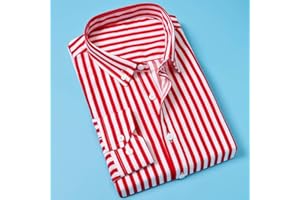 WJFGGXHK Classic Striped shirt Male Chest pocket Vertical Stripes Men Autumn Long Sleeve Formal blue Business Shirt Top Oversized Gents Shirt for Outdoor leisure travel dating Holiday