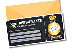 EQUIK PRODUCTS Vale regalo restaurante, cena | Vale regalo para rellenar | Tarjeta rascar | Regalo pareja original, regalo San Valentín, regalo Navidad | Cupón regalo personalizado (RESTAURANTE)