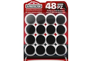 Almohadillas de Fieltro X-Protector - 48 Fieltro Adhesivo Premium Negro 25 mm - Fieltros para Sillas - Protectores de Suelo para Muebles - Tapones para Patas de Sillas