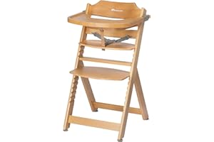 Bebeconfort Timba Krzesełka do Karmienia, 6 Miesięcy — 99 Lat, do 110 kg, Krzesło Dziecięce, Zdejmowana Taca, Regulowane Siedzisko i Podnóżek, 3-punktowa Uprząż, Pasuje do Timba Baby, Naturalne Drewno