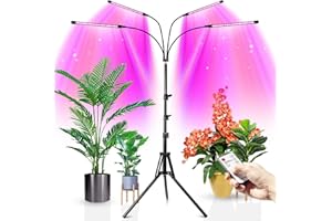 WOLEZEK Lámpara LED para Plantas con Soporte, Luz para Plantas Espectro Completo, para Plantas de Interior, Tripode Ajustable, Temporizador 4/8/12 h, 3 Modos, 10 Niveles de Brillo, Controlador RF