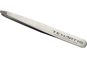Pinzetta per Sopracciglia Professionale, Obliqua Inox con Custodia in PVC - Tenartis 183 Made in Italy
