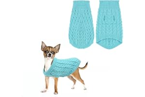 JODSEN Welpe Pullover gestrickt Pullover,Hund Rollkragen Winter gestrickt Pullover,Hund Warm Hund Pullover,Weiche Turtleneck Hundekleidung Weste für Haustier Herbst für kleiner Hund,mittlerer Hund (M, Blau)