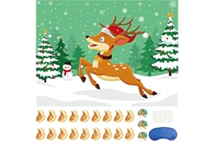 Morcheiong Pin The Tail on The Deer Gioco di Natale con 36 code, bomboniere di Natale Attività Forniture Decorazioni per bambini