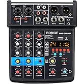BOMGE-04F Mixer audio dj a 4 canali con MP3 / USB Bluetooth, registrazione stereo/effetto eco 48V / DSP, adatto per trasmissi