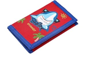 ZHONYEE RFID Wallet, Cute Cartoon Wallet with Zipper for Kids, Red Shark
