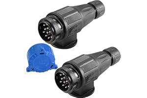 ETUKER 2pieces 13 Pin Trailer Plug Male, 12V 13 Pin Towing Plug for Trailer Waterproof Trailer Electrical Connector Wiring Plug