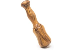 QUEPUEDOREGALAR Mano de mortero de madera de olivo tamaño pequeño para allioli. Utensilio de cocina para triturar alimentos manualmente fabricado artesanalmente en España (15 cm)