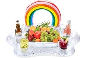 WENYA Porte-boisson gonflable en forme de nuage arc-en-ciel 3D avec 4 trous pour extérieur, été, piscine, plage, piscine, fête