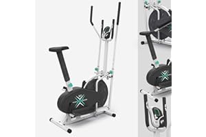 We R Sports Deluxe 2-IN-1 Cross Trainer & Exercise Bike Fitness Cardio Workout With Seat