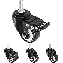 Twin Wheel Hooded Caster With Brake - 2 Inch Nylon Wheel, 3/8-16 Threaded Stem, 110 Lb Capacity