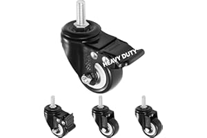 H&S 4 kółka samonastawne, wytrzymałe, 200 kg, 50 mm, guma, PU, kółko obrotowe z hamulcami, czarne, śrubowe