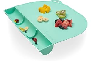 UpwardBaby Silicone Placemats for Toddlers- Suction Baby Placemat for Restaurants & Home with Food Catching Pockets-Kids Placemat for Dining Table-Washable Wipeable Nonslip BPA-Free Placemats for Kids