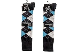 krautwear® Chaussettes d'équitation pour femme et fille - Semelle épaisse - Régulation de la température - Motif à carreaux - Coton