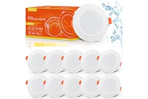 ‎TOMOSU Tomosu LED Einbaustrahler 230V Dimmbar 3 Stufen, 5W 450LM 4000K Neutralweiß LED Spot 98mm, EinbauØ 75-85mm, Einbautiefe 24mm, IP44 Deckenspots LED Flach für Badezimmer Wohnzimmer Korridor, 10er Set