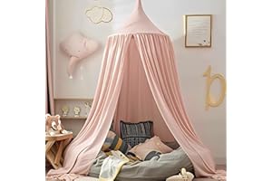 Vercico Kids Bed Canopy Round Dome 240cm Canopy for Princess Girls Mosquito Net for Children's Bedroom Nursery Room Decoration Baby Crib