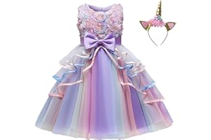 NNJXD Costume da principessa per festa di compleanno con vestito da unicorno per ragazza