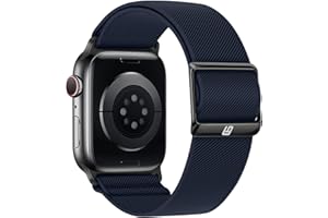 Bisikor Braided Straps Compatible with Apple Watch Band 49 46 45 44 42 41 40 38mm Women Men Stretchy Solo Loop Nylon Strap for iWatch Ultra 2 SE Series 10 9 8 7 6 5 4 (38/40/41/42, Blue)