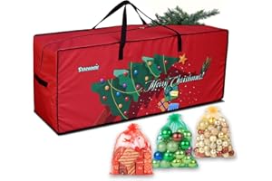 Storhomie Christmas Tree Storage Bag 7.5FT Heavy Duty 600d Oxford Fabric Double Thickened Lining Solid shape Christmas Tree Bag 122 X 50 X 38cm with 3 Christmas Decoration Storage Bag