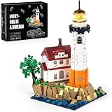 HIGH GODO Leuchtturm Architektur Bausätze Set, 516 Stück Light Haus Bausteine, Sammelbares Ausstellungs Leuchtturm Deko Model