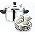 Crystal Stainless Steel Idli Cooker (DLX) 4 Plates, Induction Compatible, 1 Ml
