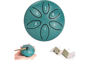 BQKOZFIN Tongue Tambor de lengua de 3 pulgadas, 6 tonos, mini tambor de acero para meditación, yoga, sanación de sonido, con baquetas (verde)