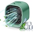 ELECDON Portable Air Conditioner Fan, Personal Space Air Cooler Mini Evaporative Cooler Fan, Mini Desk Fan with 3 Speeds LED Light, Humidifier Misting Fan for Home Office Bedroom,-Green