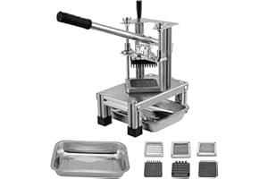KKTECT Commerce Coupe Friture Française avec 3 lames de Rechange, 1/2", 1/4" et 3/8" Hachoir Simple Hachoir à Pommes de Terre au Citron Frit Français Avec Poignée d'extension