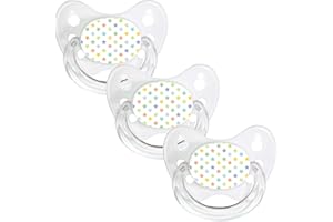 Dentistar Zestaw 3 ortodontycznych smoczków silikonowych – Rozmiar 3, od 14 miesiące – Smoczek dla niemowląt zapobiega nieprawidłowemu ułożeniu zębów – Bez BPA – Kolorowe Gwiazdy, Biały