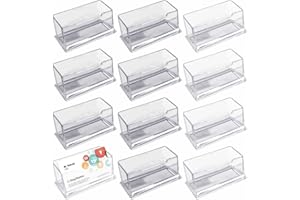 DELAMIYA 12 Pezzi Acrilico Porta Biglietti Da Visita, Porta Biglietti Da Visita In Acrilico Espositore Trasparente Da Scrivania Custodia, Porta Biglietti Da Visita Trasparente Per Ufficio, Contatore