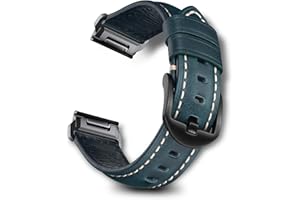 RoYiio Skórzany pasek do Garmin QUICKFIT 22 mm, 26 mm, miękki wygodny, wymienny skórzany pasek olejowy kompatybilny z Garmin Fenix Quatix 6X 7X Pro MARQ Approach S62 S60