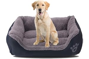 Lohofrnny Panier pour Chien, Panier Chien 2-en-1 lit Chien Coussin Réversible, Panier pour Chien Lavable, Extra-Doux Confortable Coussin pour Chats et Chiens de Taille Petits et Moyens (L, Noir)