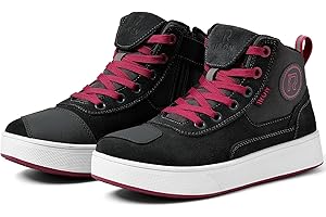 RIDEIRON Scarpe Moto Uomo Donna Stivali Moto,Antiscivolo Rinforzato Suola Ispessita Impermeabili Traspiranti alla Moda con Zip Laterale,Supporto alla Caviglia e Shift Pad