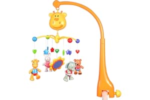 Meero london 6919 New Born Baby Cot Mobile Musical Stroller Activity Toy,Adjustable Arm to Fit All Cots, 20 Songs with 3 Music Modes Suitable from Birth,0+ Months