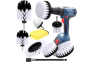 YIHATA Spazzole per Trapano 9 Pezzi Spazzola per Trapano Set di Pulizia Perfetto per la Pulizia Toilette Cucina Bagno Doccia Piastrelle Lavello Auto (Bianco)