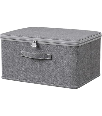 Afsluitbare box met cijferslot, afsluitbare box met deksel voor kleding, speelgoed, medicijnen, medicijnen, opslag van medicijnen, robuuste opbergdoos met handgrepen (30 x 20 x 14 cm