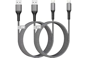 KINPEE Kabel do ładowania iPhone 2 M 2 Sztuki Certyfikatem MFi, Kabel Lightning Ładowarka iPhone Nylon Pleciony Kabel Szybkie Ładowanie dla iPhone 14/13/12/11/X, iPad Pro/Air/Mini, AirPods