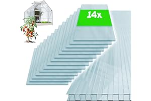 GARMIO® Hohlkammerstegplatten ACRI 6mm Gewächshausplatten 6mm 10,25 m² Doppelstegplatte 121x60,5 cm, UV-beständig