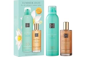 ‎RITUALS RITUALS Geschenkset Summer Duo von The Ritual of Karma – Mit Sommerlichem Heiligem Lotos und Weißem Tee – feuchtigkeitsspendend und kühlend – mit Sonnencreme (SSF 30) und Shimmering Körperöl