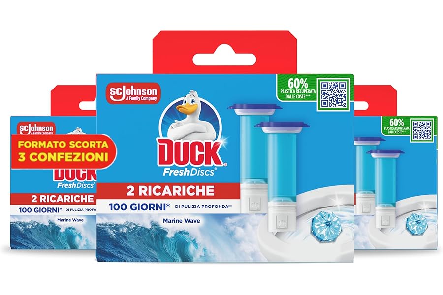 Duck Fresh Discs - Sanitising Gel Discs - Marine Breeze Fragrance - Pack of 6 Refills, 36 Toilet Sanitizing Gel Discs