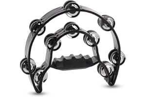 GEWA Tamburyn Półksiężyc - 20 par chromowanych dzwonków - Podwójny rząd - Kolor czarny