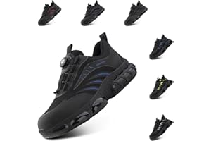 Loiston Scarpe Antinfortunistiche Unmo Donna Scarpe da Lavoro con Punta in Acciaio Leggere Scarpe Antinfortunistica Sicurezza Cantiere Protettive Nero Blu Rosso Verde 37-46 EU