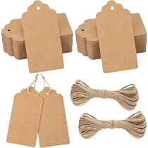 195 étiquettes Cadeau Kraft Rondes - 6cm De Diamètre, Avec Ficelle Jute - Pour Emballage DIY Noël, Mariage